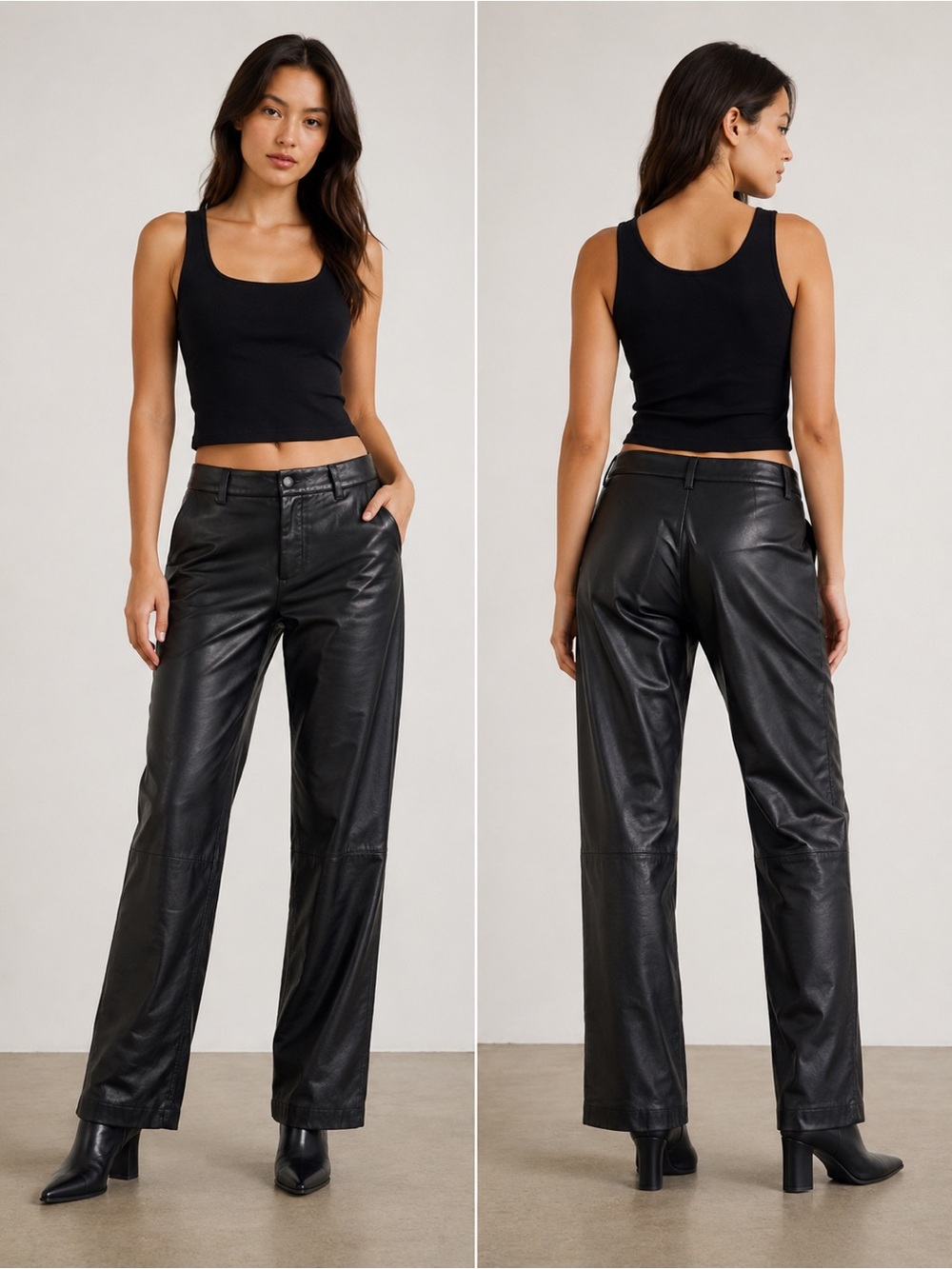 Nine West 80s 90s Vintage Black Leather Pants Size 4 Rocker Punk‎ Biker Concert